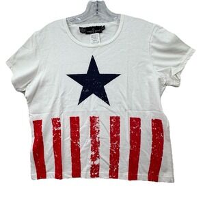 Vintage Carole Little Crop Top‎ Women's Oversized Medium Y2K Patriotic USA Made